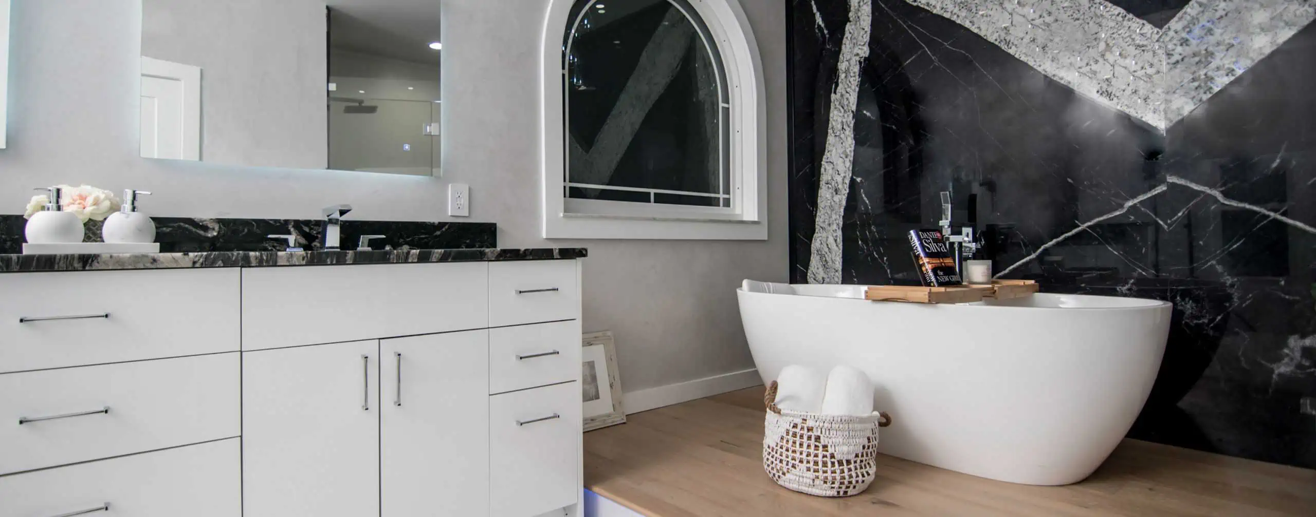 Close-up view of a finished luxury bathroom by BA Construction in Pinellas County.